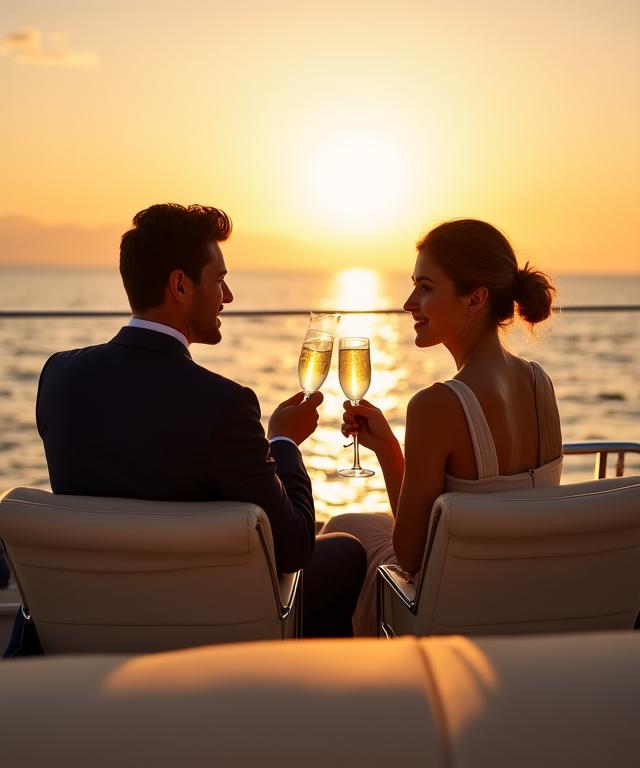 Luxury yacht owner overlooking the Mediterranean sunset